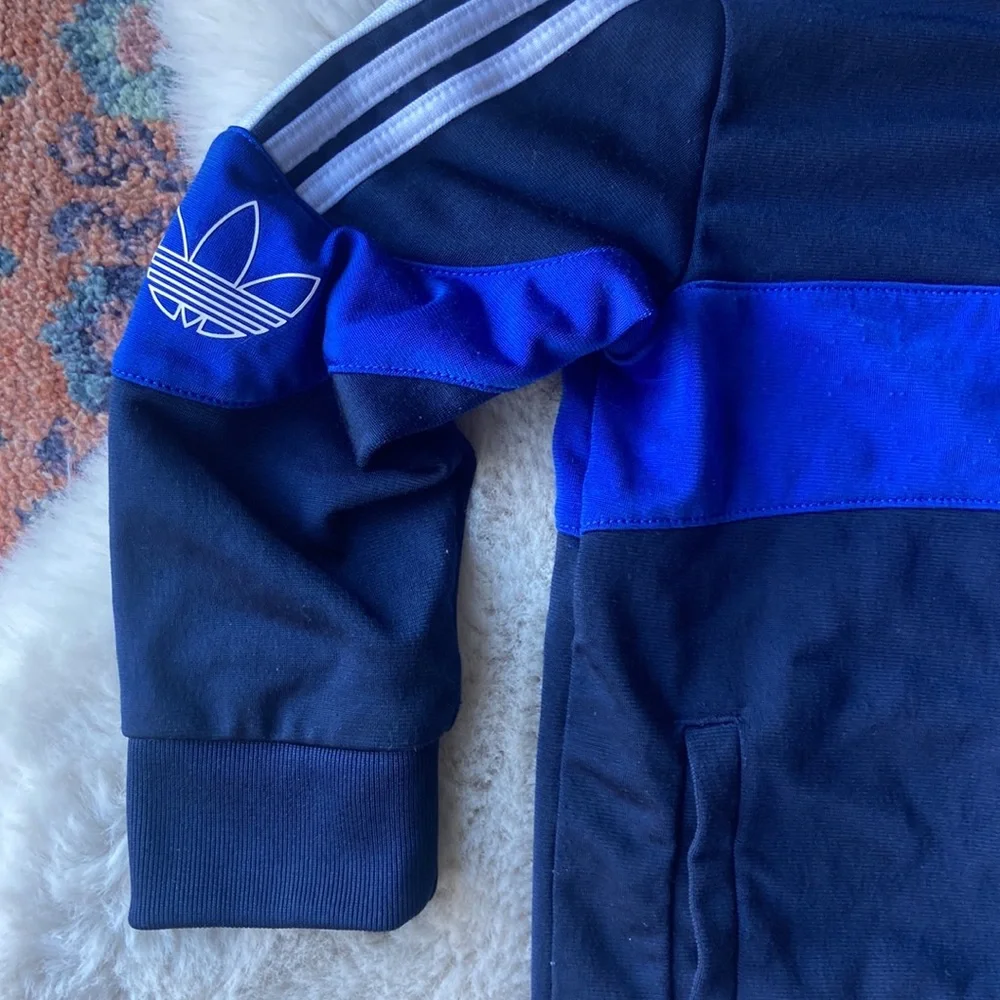 Adidas kids blue zip up track jacket athletic casual sporty soccer unisex boy 3T